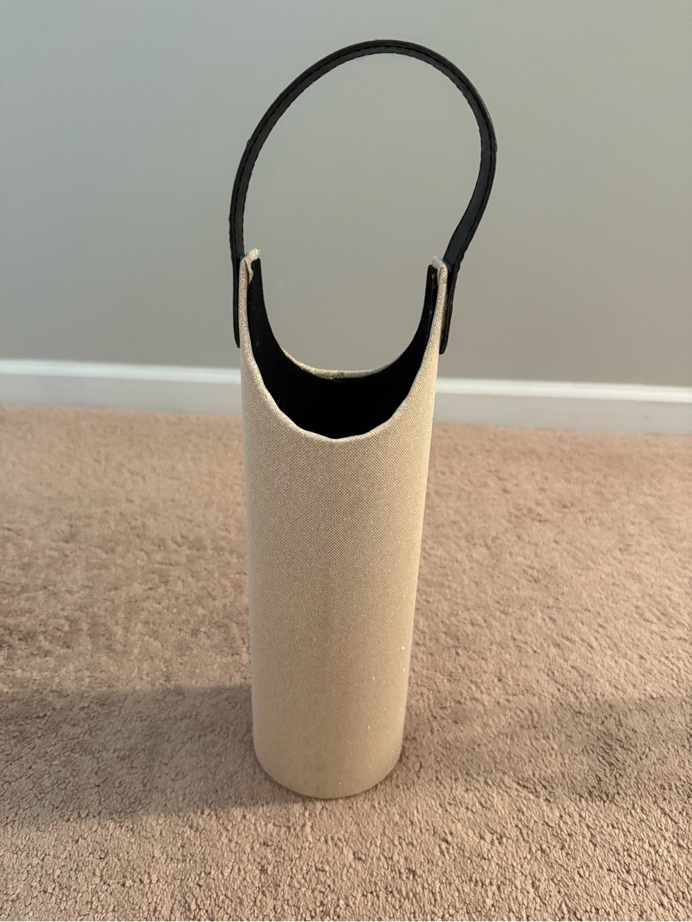 Canvas Sparkly Champagne/Wine Bottle Tote with Black Handle